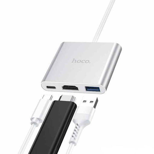 صورة Hoco HB14 Type-C hub Converter USB3.0+HDMI+PD