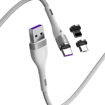 صورة Baseus Zinc Magnetic Safe Fast Charging Data Cable USB to       (M + L + C)5A 1M - White
