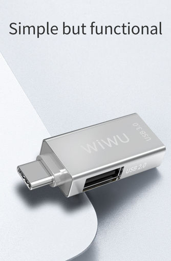 صورة WIWU T02 Type-C إلى محول USB مزدوج (USB3.0 + USB2.0) - فضي