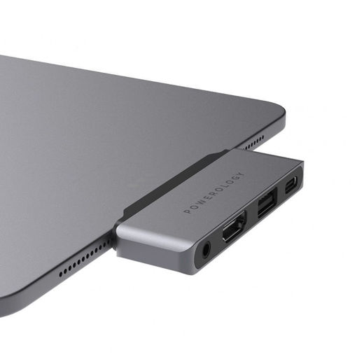 Picture of Powerology 4 in 1 USB-C Hub with HDMI USB Aux - Gray