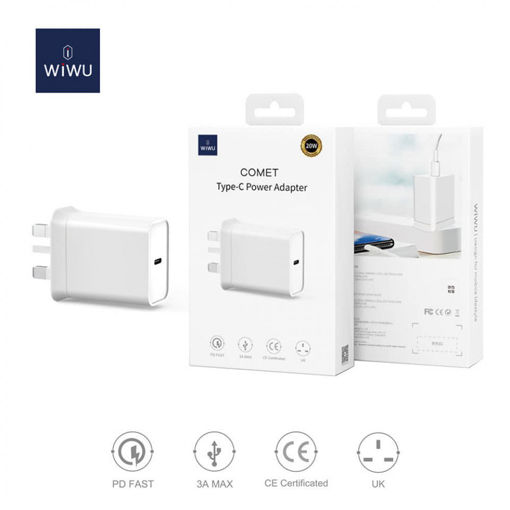 Picture of Wiwu Comet Type-C Power Adapter 20w Pd 3.0 – White