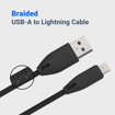 صورة Powerology Braided USB-A to Lightning Cable 1.2M (Black)