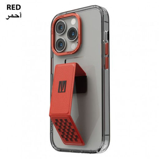 صورة Levelo Morphix Clara Grip stand IMD Clear Back Case Protective/Classy iPhone 14 Pro Max Compatibility - Red